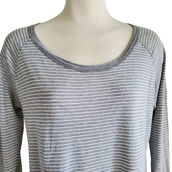 James Perse Striped 3/4 Sleeve Top Gray + White stripes Ragland Cut Size 2 (M) - Picture 3 of 16